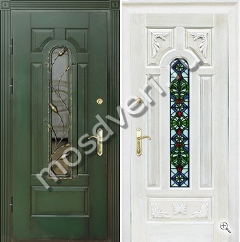 Дверь со стеклом для частного дома с отделкой массивом - купить от производителя Мосдвери Дверь со стеклом для частного дома с отделкой массивом