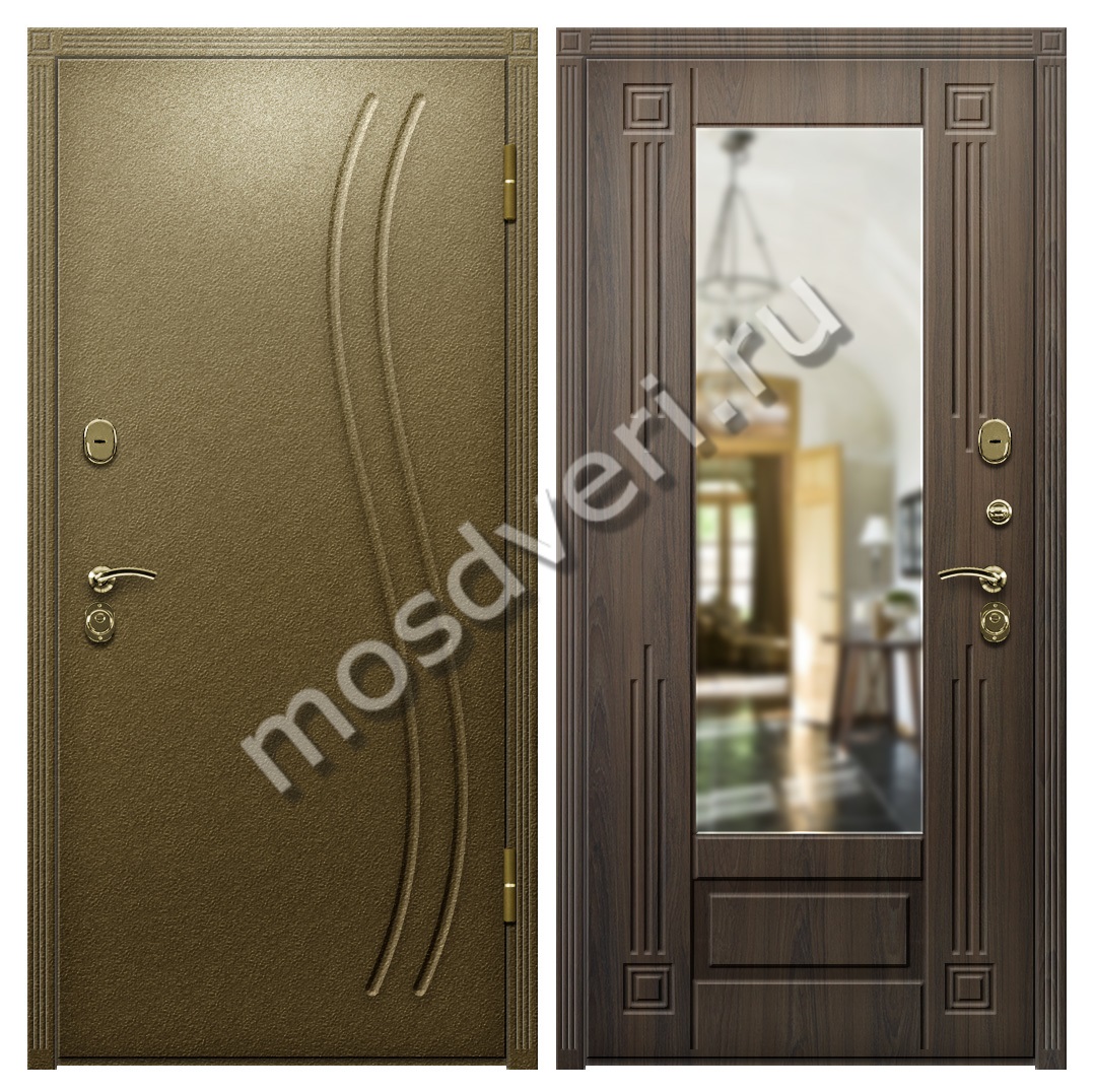 Недорогая входная дверь с терморазрывом с зеркалом TD-40 - купить от производителя Мосдвери Недорогая входная дверь с терморазрывом с зеркалом TD-40